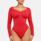 Seamless Long Sleeve Bodysuit for Women Shapewear Thong Tops