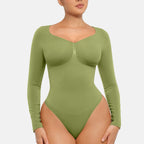 Seamless Long Sleeve Bodysuit for Women Shapewear Thong Tops