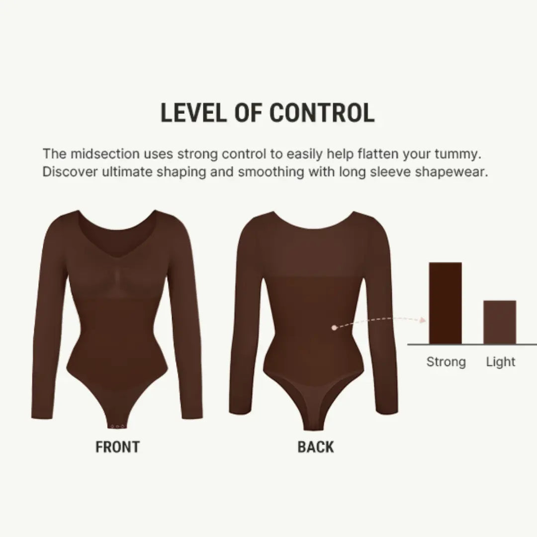 Seamless Long Sleeve Bodysuit for Women Shapewear Thong Tops