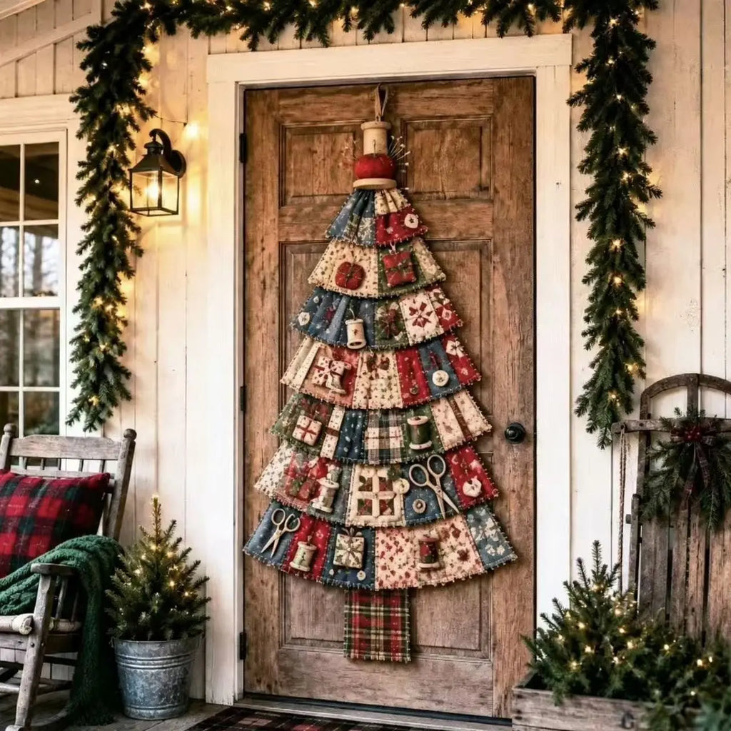 DIY Oversized Patchwork Christmas Tree Door Hanging Kit with Tools