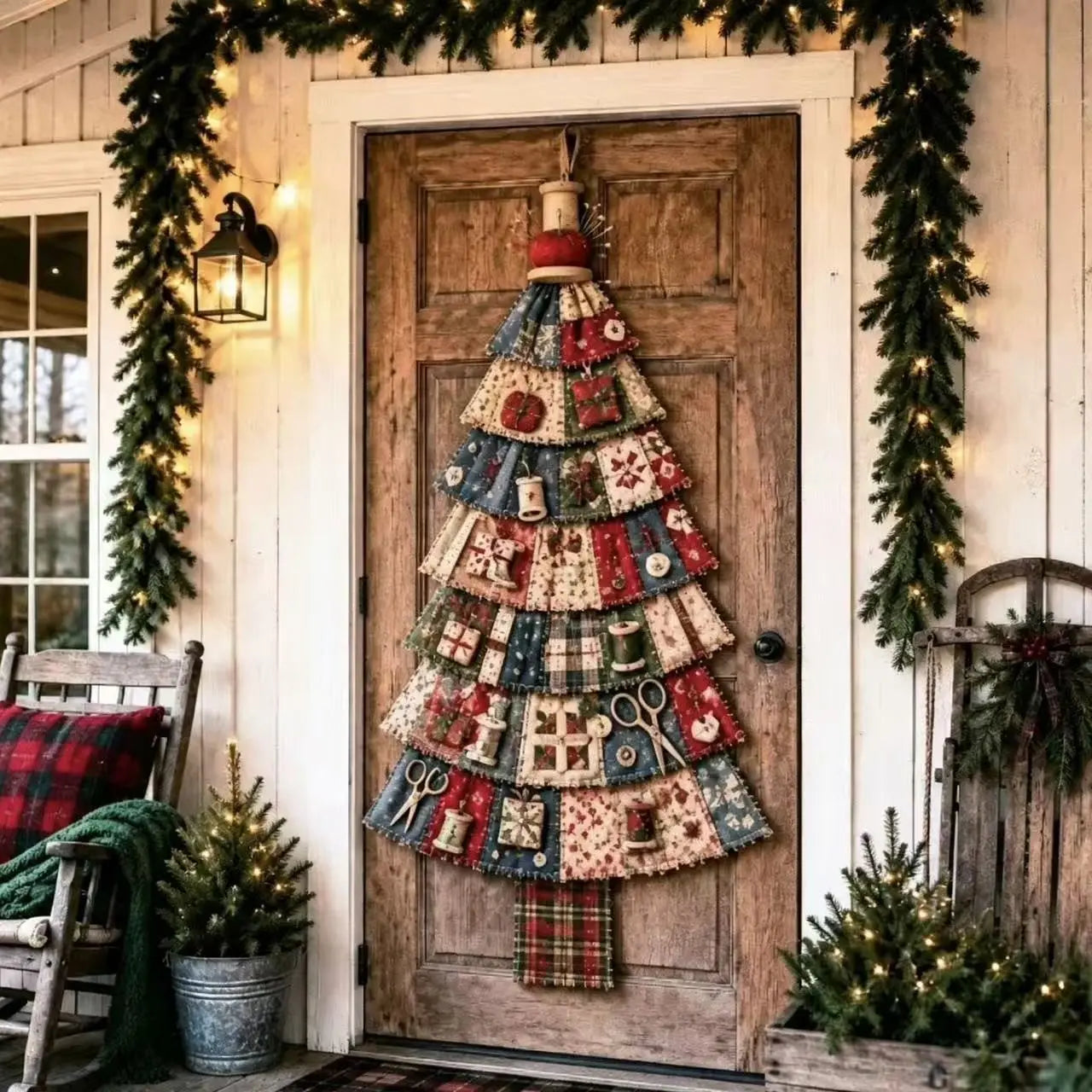 DIY Oversized Patchwork Christmas Tree Door Hanging Kit with Tools