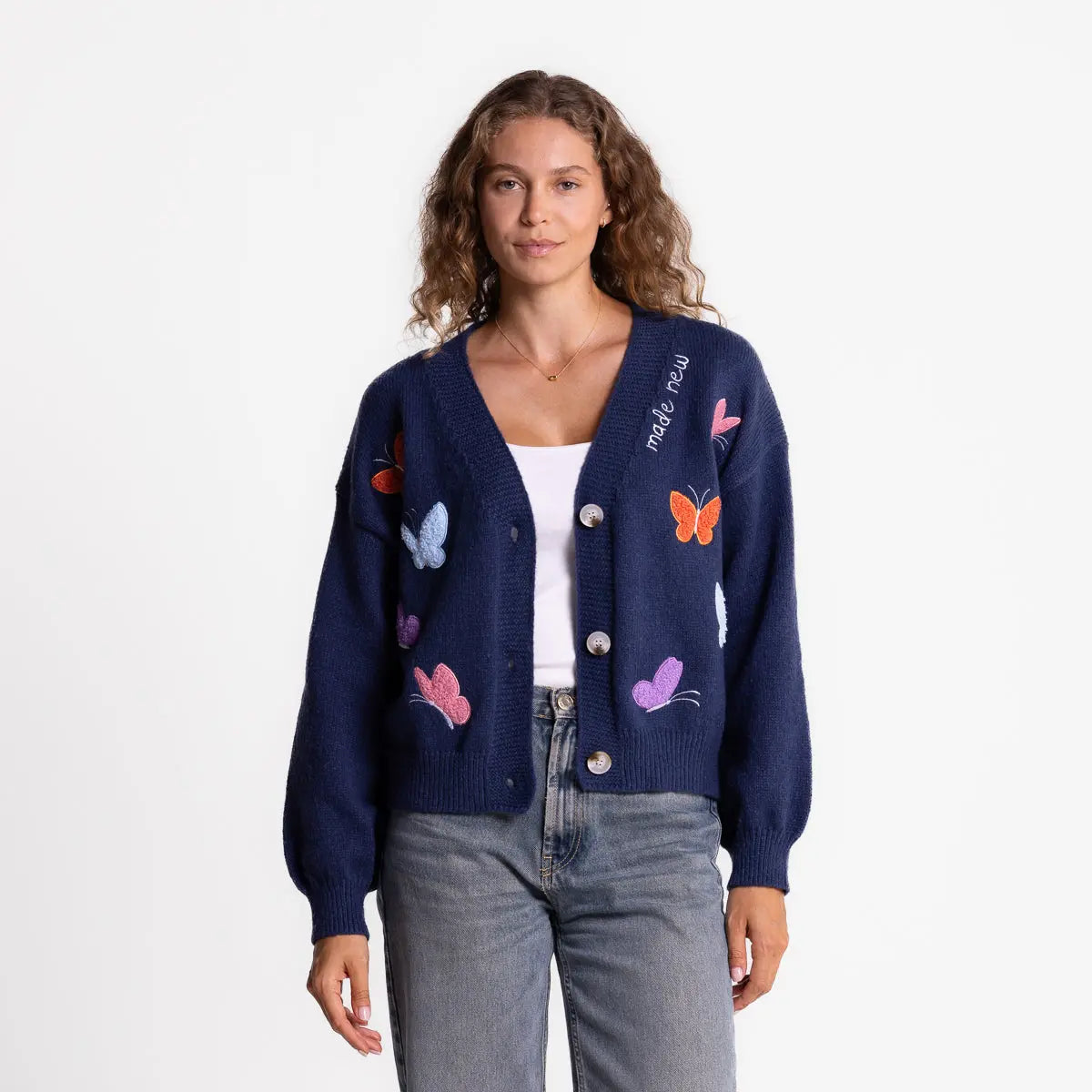Vintage Floral Embroidered Button-Down Knit Cardigan Sweater