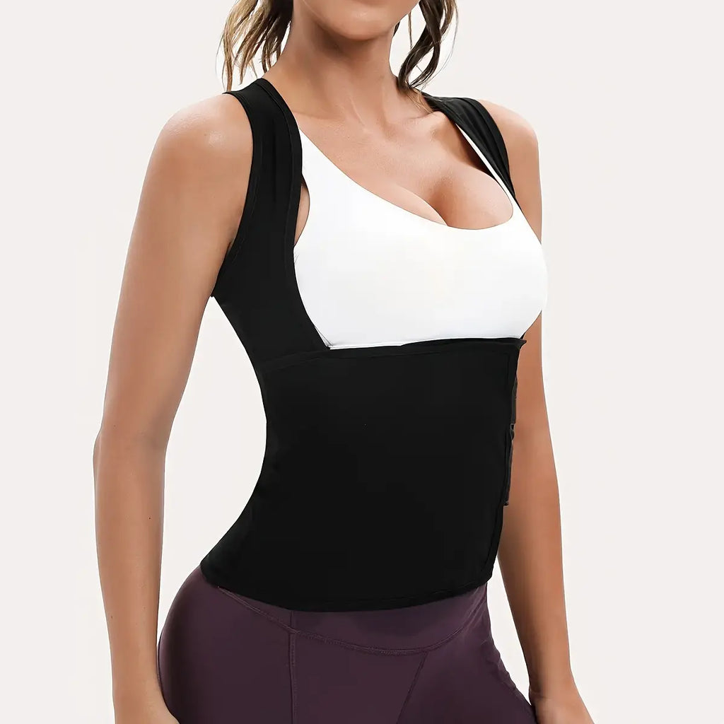 Women's Zip-Up Sauna Sweat Vest with Compression Support