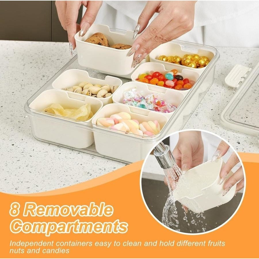 Portable Divided Snack Box — Large Capacity Tray for Picnics, Movies & Travel