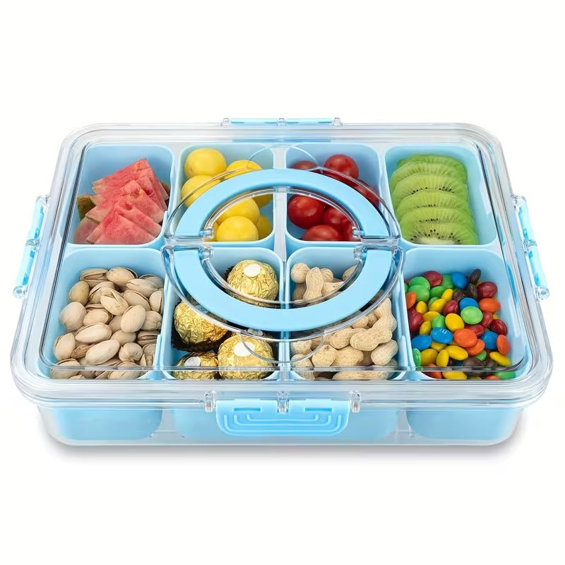 Portable Divided Snack Box — Large Capacity Tray for Picnics, Movies & Travel