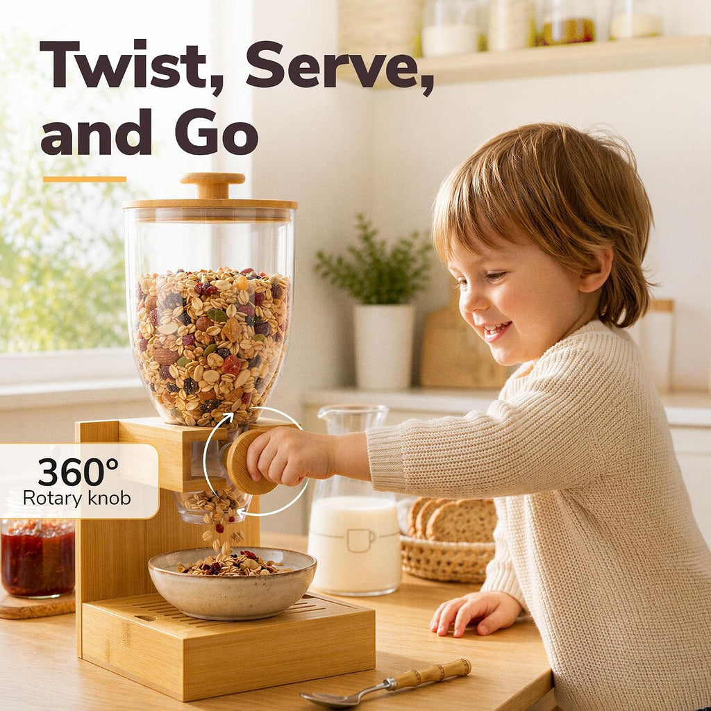 Bamboo Cereal Dispenser Countertop