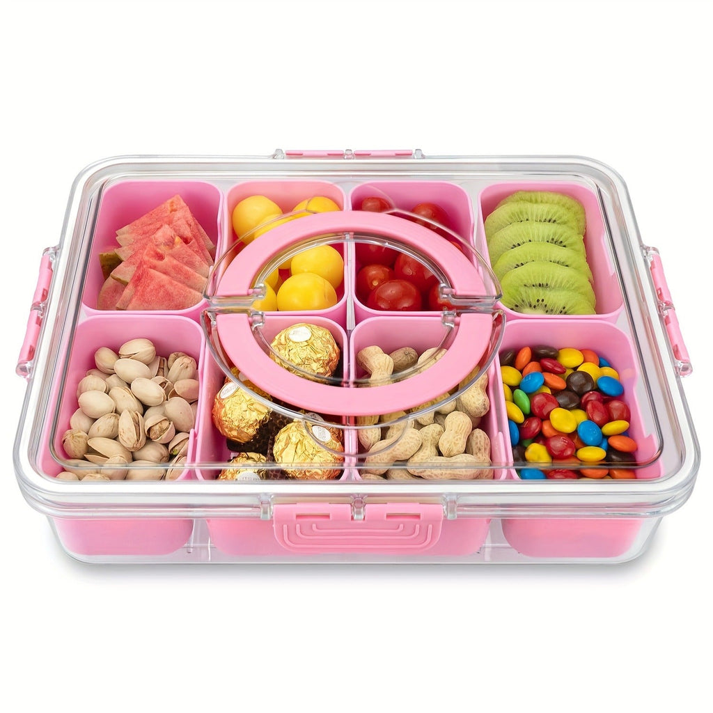 Portable Divided Snack Box — Large Capacity Tray for Picnics, Movies & Travel