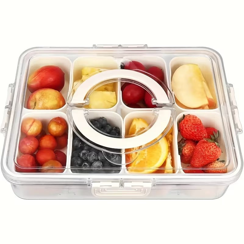Portable Divided Snack Box — Large Capacity Tray for Picnics, Movies & Travel