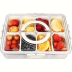 Portable Divided Snack Box — Large Capacity Tray for Picnics, Movies & Travel