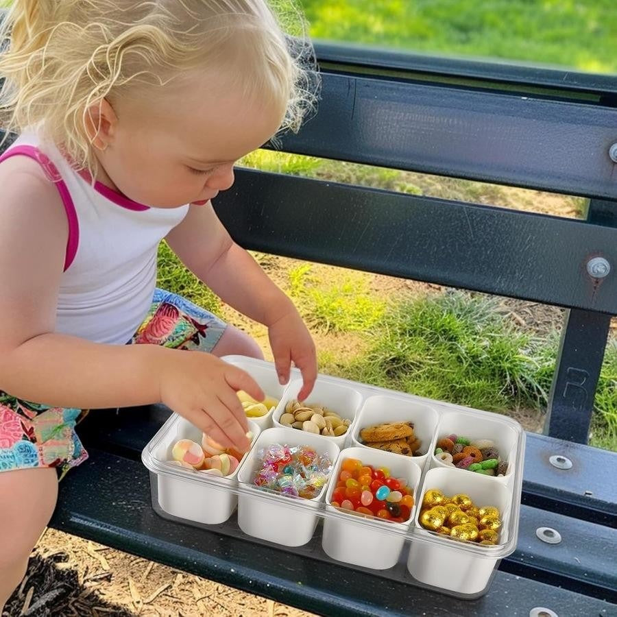 Portable Divided Snack Box — Large Capacity Tray for Picnics, Movies & Travel
