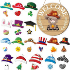 Interchangeable Front Door Welcome Sign Set with Seasonal Holiday Seasonal Icons
