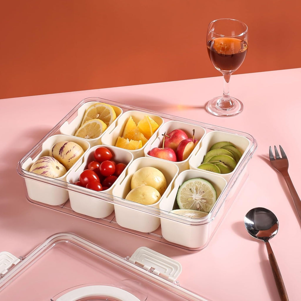 Portable Divided Snack Box — Large Capacity Tray for Picnics, Movies & Travel