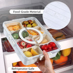 Portable Divided Snack Box — Large Capacity Tray for Picnics, Movies & Travel