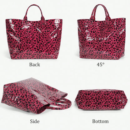 Women's Large Capacity Glossy Tote Bag – Stylish Everyday Carryall for Shopping, Work & Travel
