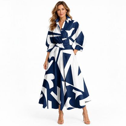 Minimalist Collared Long Sleeve Midi Dress | Office & Formal Wear