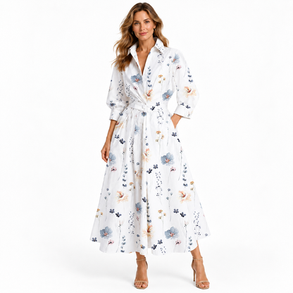 Minimalist Collared Long Sleeve Midi Dress | Office & Formal Wear