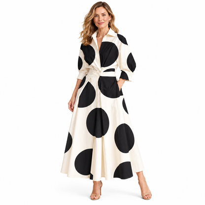 Minimalist Collared Long Sleeve Midi Dress | Office & Formal Wear