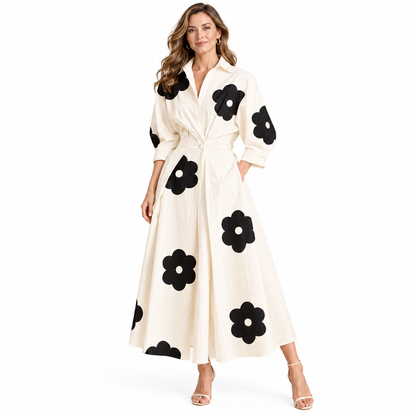 Minimalist Collared Long Sleeve Midi Dress | Office & Formal Wear
