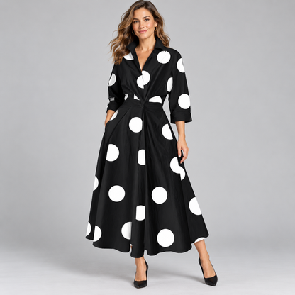 Minimalist Collared Long Sleeve Midi Dress | Office & Formal Wear