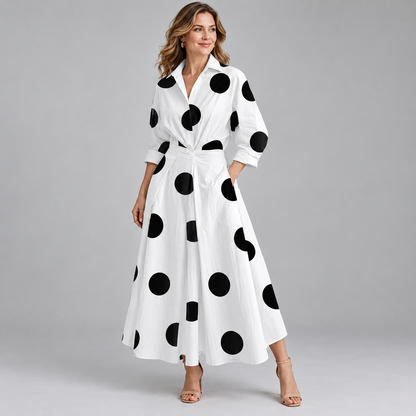 Minimalist Collared Long Sleeve Midi Dress | Office & Formal Wear