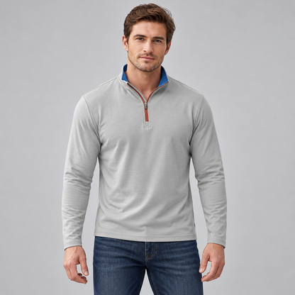 Men’s Quarter-Zip Pullover with Contrast Trim