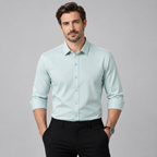 Men's Stretch Dress Shirt - Wrinkle-Resistant Long Sleeve Business Casual Button-Down