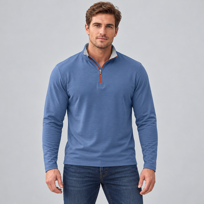 Men’s Quarter-Zip Pullover with Contrast Trim