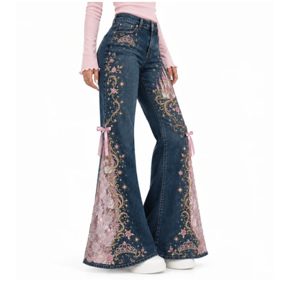 🎀✨ Princess Lace Jeans – Sweet Meets Street Style! 💕