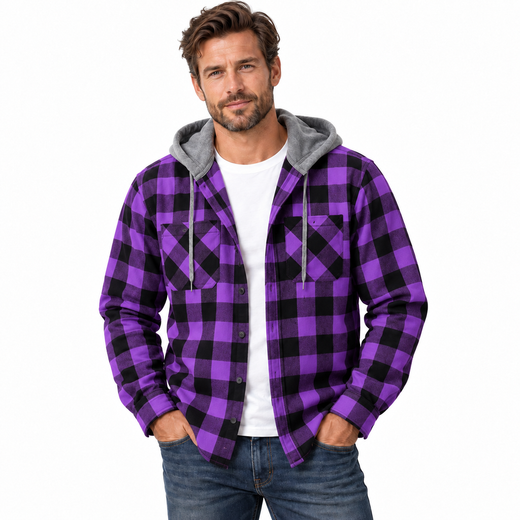 Men's Plaid Flannel Hooded Shirt Jacket – Essential Fall Layer for Casual Everyday Style