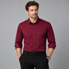 Men's Stretch Dress Shirt - Wrinkle-Resistant Long Sleeve Business Casual Button-Down