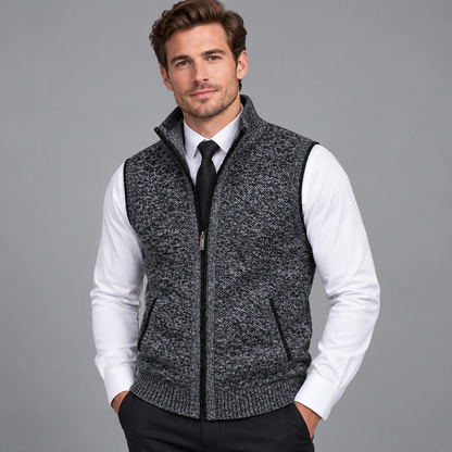 Men’s Full-Zip Stand Collar Sweater Vest