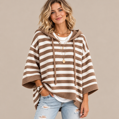 Women's Oversized Knit Hoodie – Cozy Relaxed Fit Sweater
