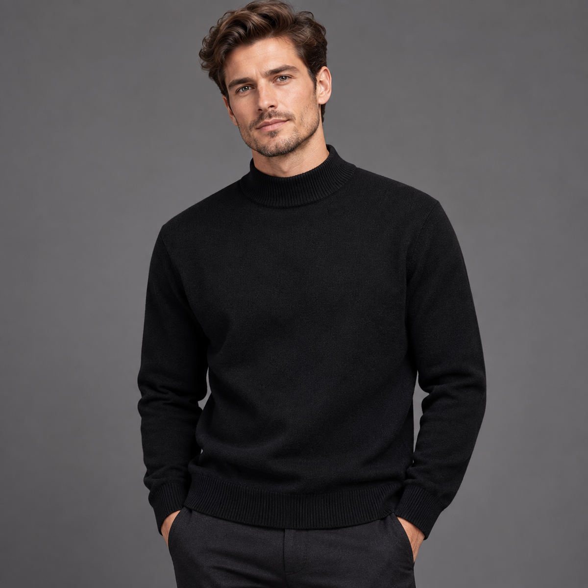 Men’s Classic Mock Neck Knit Sweater