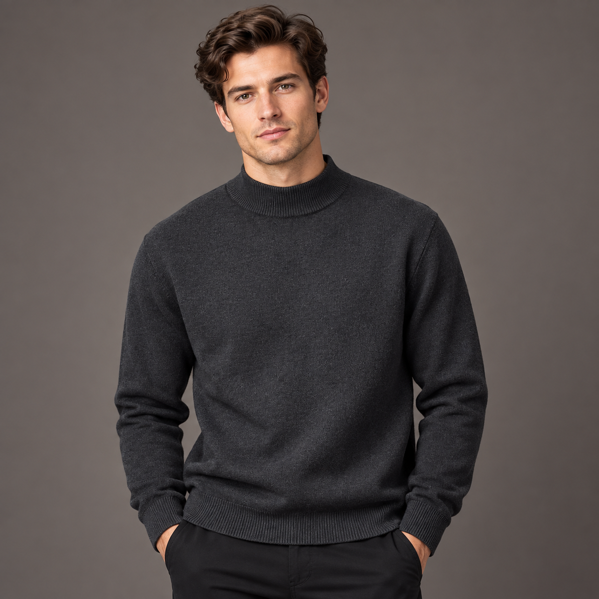 Men’s Classic Mock Neck Knit Sweater