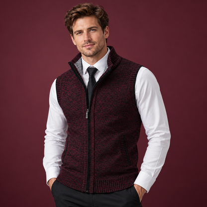 Men’s Full-Zip Stand Collar Sweater Vest