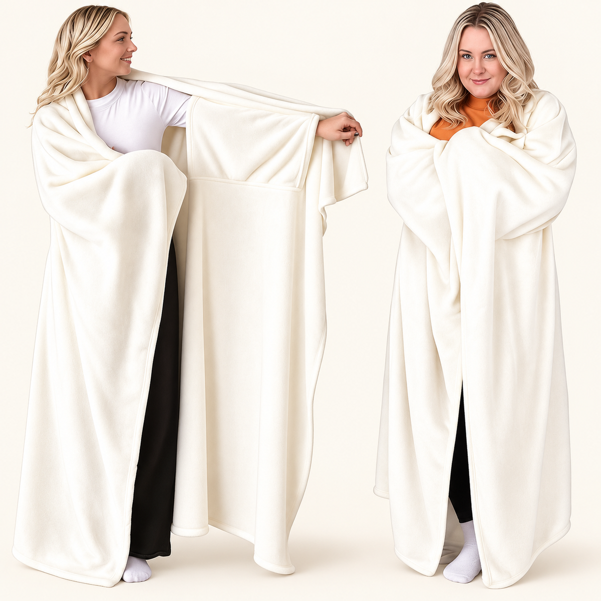Oversized Wearable Flannel Blanket – Cozy Wrap with Sleeves