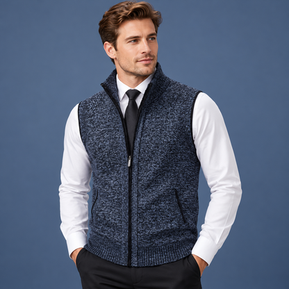 Men’s Full-Zip Stand Collar Sweater Vest