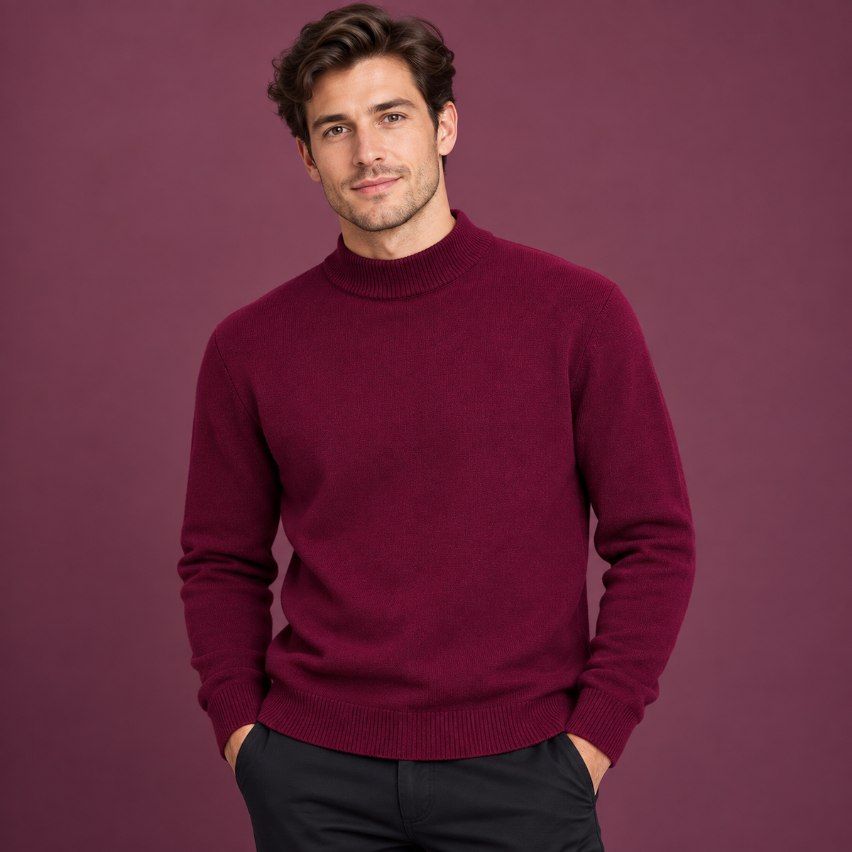 Men’s Classic Mock Neck Knit Sweater