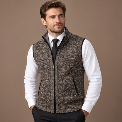 Men’s Full-Zip Stand Collar Sweater Vest