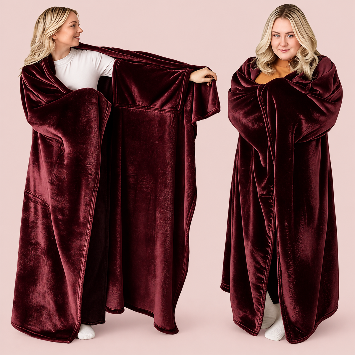 Oversized Wearable Flannel Blanket – Cozy Wrap with Sleeves