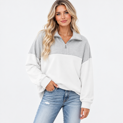 Women’s Oversized Waffle Knit Half-Zip Pullover