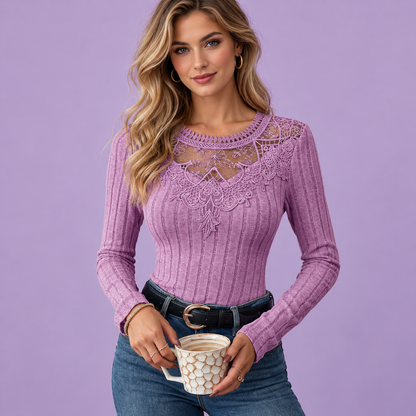 Women's Elegant Lace-Trim Top
