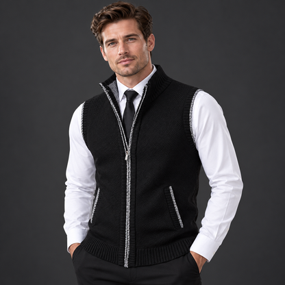Men’s Full-Zip Stand Collar Sweater Vest