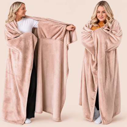 Oversized Wearable Flannel Blanket – Cozy Wrap with Sleeves