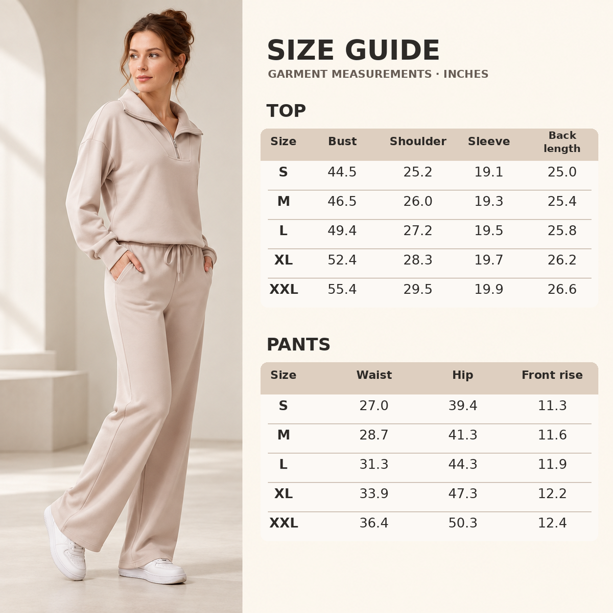 Women’s Half-Zip Two-Piece Sweatsuit – Wide-Leg Lounge Set
