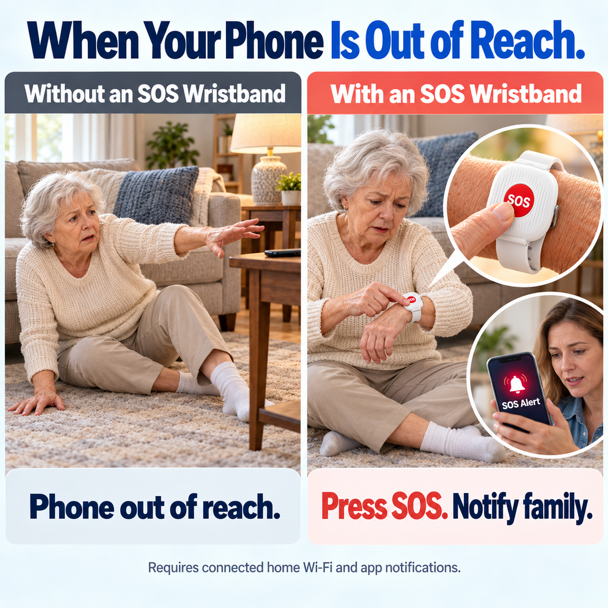 ⚡ One-Touch SOS Safety Watch – Instant Wi-Fi Alerts to Family Phones | Rechargeable & Waterproof Design