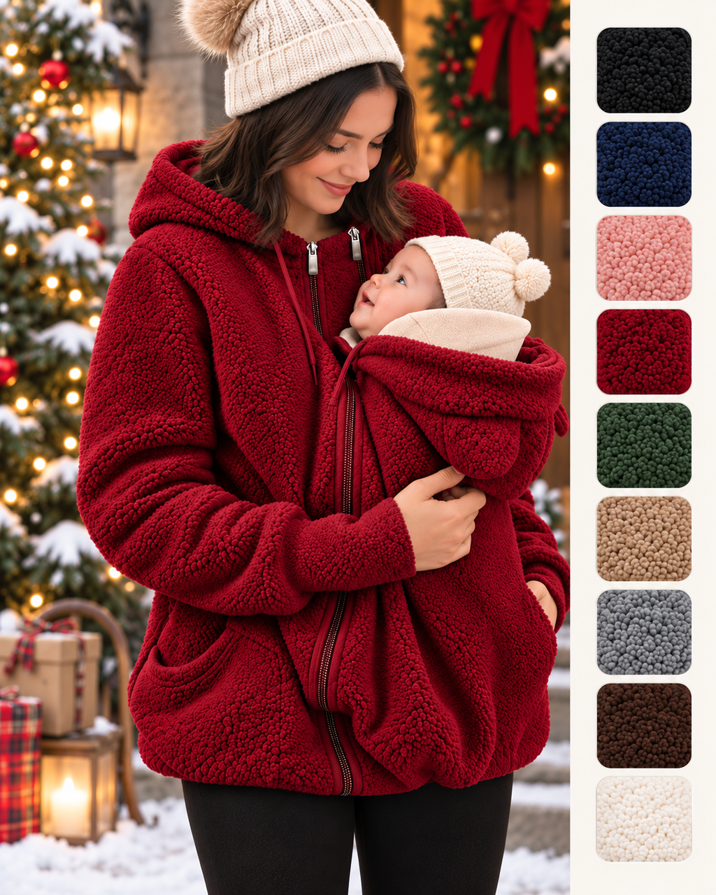 🦘 Kangaroo Baby Carrier Hoodie – Hands-Free Cozy Fleece Jacket 👶