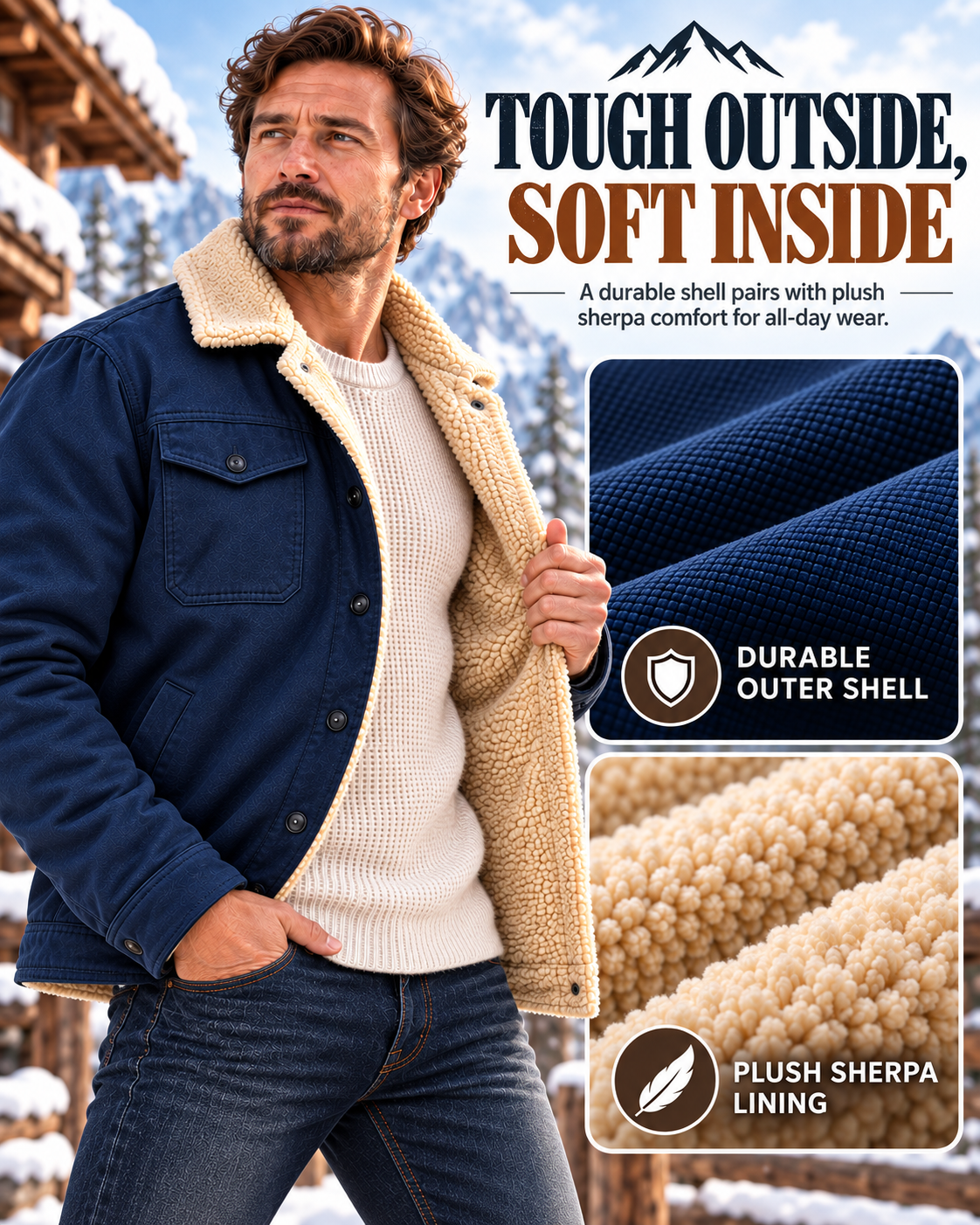 Men's fleece-lined winter truck driver work jacket - warm and cozy, easily handle today's cold.