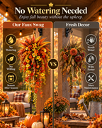 🍂 UV-Resistant Faux Boston Fern Hanging Plant – Cozy Fall & Winter Outdoor Decor